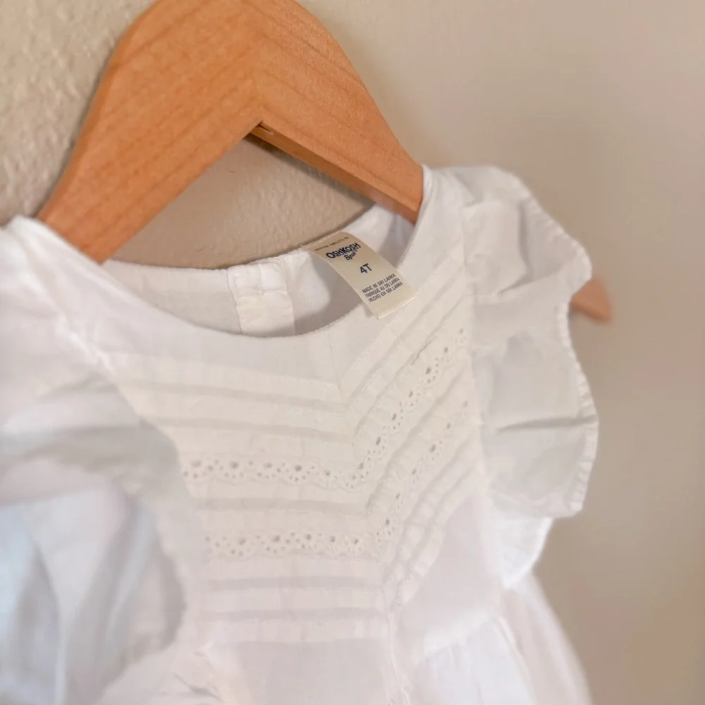 OshKosh B'gosh White Ruffle Tiered Cotton Dress 4